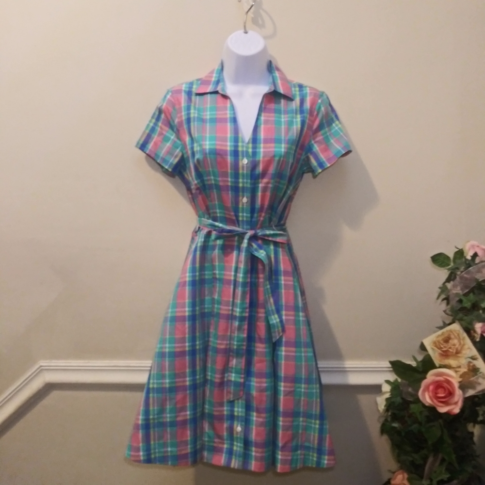 Brooks Brothers Multicolor Plaid Shirt Dress